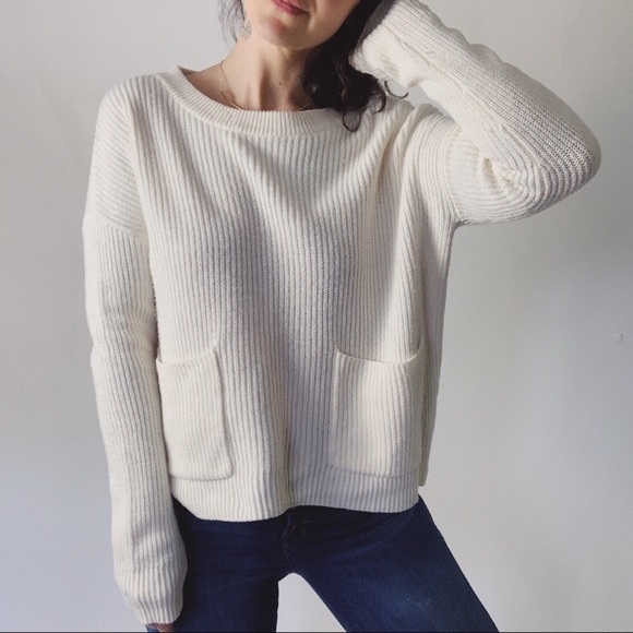 Madewell Sweaters - MADEWELL Patch Pocket Pullover Knit Sweater Ivory